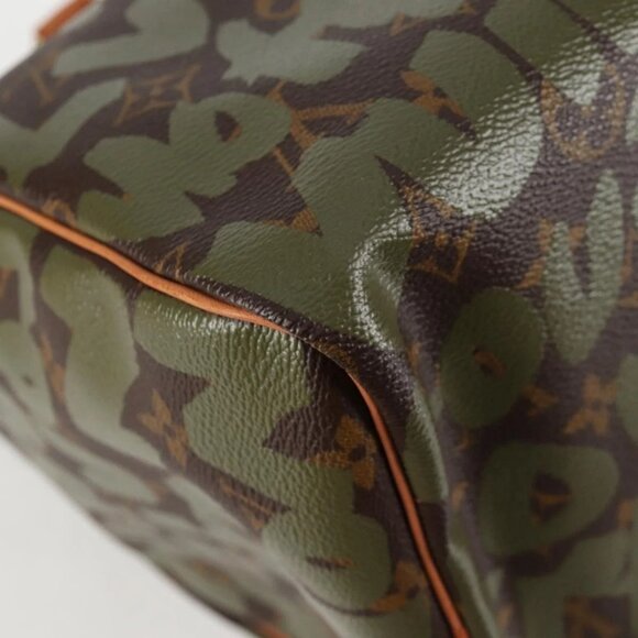 LOUIS VUITTON Monogram Graffiti Speedy 30 Bag Green Khaki M92194 Auth 116281AM - Picture 5 of 16